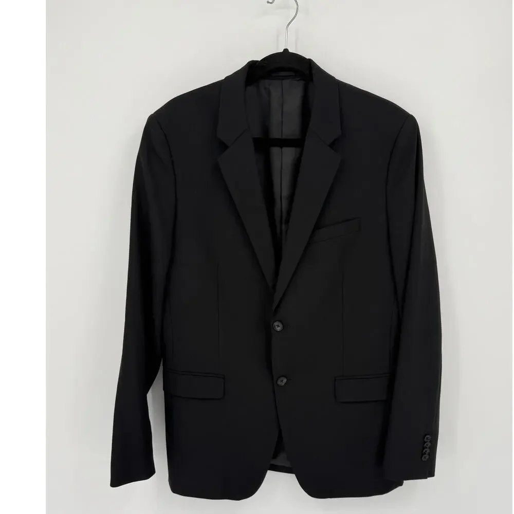 Theory Mens Black Wool Two Button Blazer Sport Coat Jacket 42R Corpcore Workwear - Picture 2 of 9